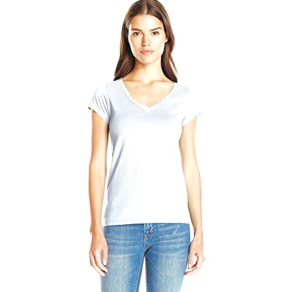 NWT C&C California 100% Cotton V-Neck SS Tee T-Shirt Top XS White MADE IN USA